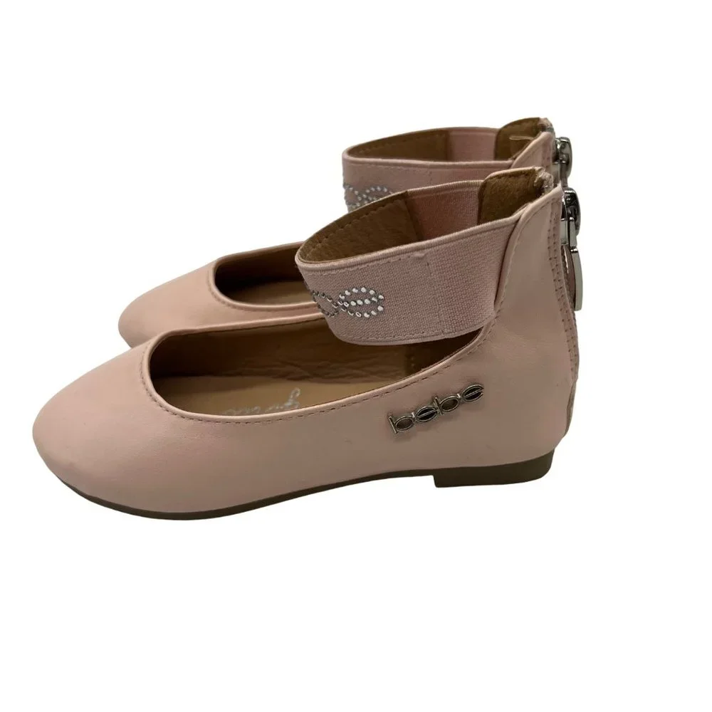 Bebe Ballet Flats Shoes Toddler Size 7 Pink Barbie Gem Logo Strappy
